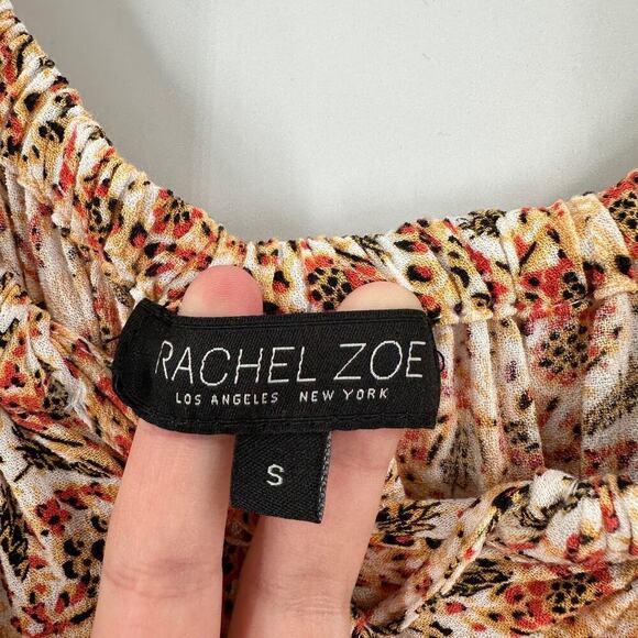 Rachel Zoe Orange Floral Flutter Sleeve Causal Swing Mini Dress Size Small - Picture 3 of 12